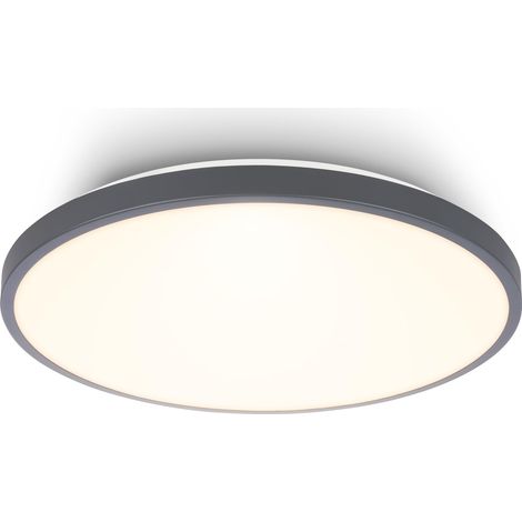 Plafonnier LED avec panneau décoratif, lumière blanche chaude, 17,5W, 2400lm, lustre salon, chambre, luminaire plafonnier, cuisine, 33 x 6 cm, anthracite (1/5)
