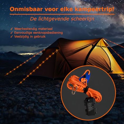 Ligne de haubanage LED GlowLine Pro - Orange - 4 mètres - 10 LED/m - IP66 - Piles incluses (1/5)