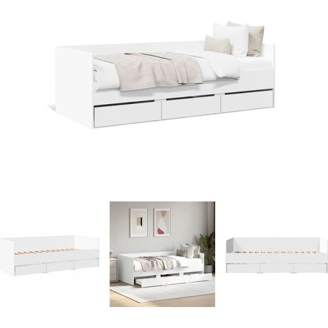 The Living Store Tagesbett mit Schubladen Weiß 100x200 cm Holzwerkstoff - Betten & Bettgestelle (1/5)