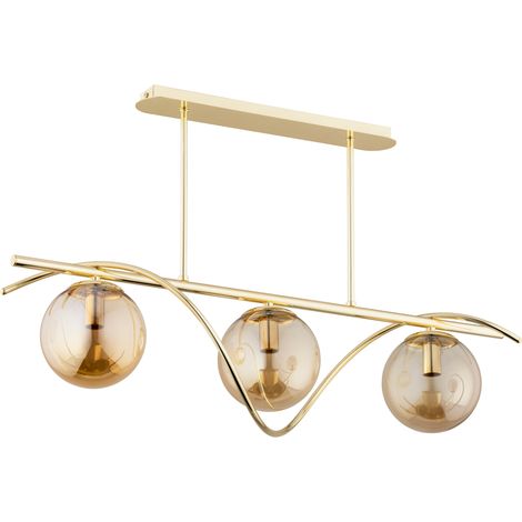 Suspension moderne dorée boules ambre 3xE14 Varna Alfa (1/3)