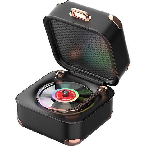 Enceinte vintage avec lumières colorées, lecteur de musique à 3 modes, enceinte Bluetooth pour chambre d'enfant, compatible avec ordinateurs et téléphones. (1/5)