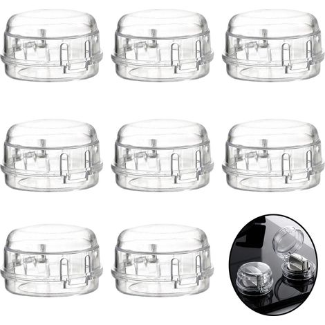 XEPHO Lot de 8 boutons rotatifs de sécurité enfant - Résistant à la chaleur jusqu'à 200 °C - Montage facile sans outils - Pour cuisinière à gaz, four électrique, idéal pour les familles avec jeunes (1/5)