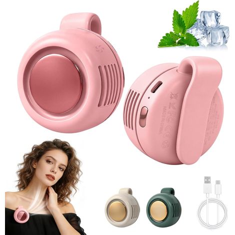 Mini Ventilateur Sans Lames Portable Clip-On, Ventilateur Silencieux 3 Vitesses pour Vêtements, Ceinture ou Sac – Rose
