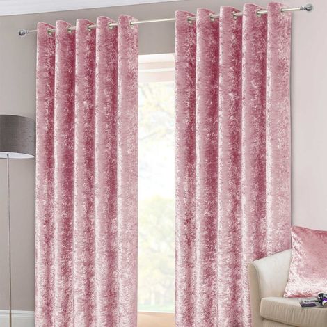 HOMESCAPES Luxus Ösenvorgang-Paar aus Pannesamt in Rosa, 228 x 137 cm