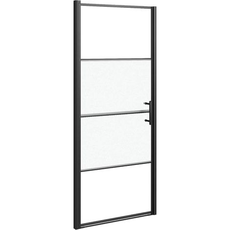 Puerta de ducha vidrio semiesmerilado negro 81x195 cm vidaXL (1/5)