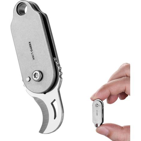 Mini-Taschenmesser aus Titan, rasiermesserscharf, EDC-Klappmesser für Schlüsselbund, Grau