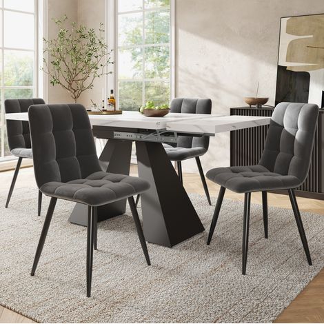 Set tavolo sedie allungabile marmo MDF velluto OKMYHOME (1/5)