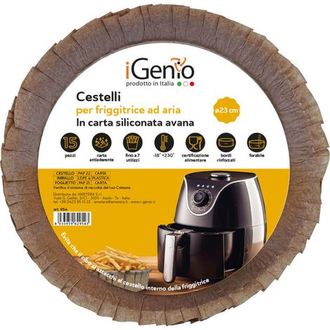 IGenio 954 Cestelli Carta Siliconata Per Friggitrice Ad Aria Ø 23 Cm 15 Pz