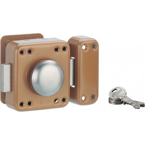 THIRARD - Verrou à bouton Rafale pour porte d'entrée, cylindre 45mm, acier, 3 clés, époxy bonze - THIRARD (1/5)