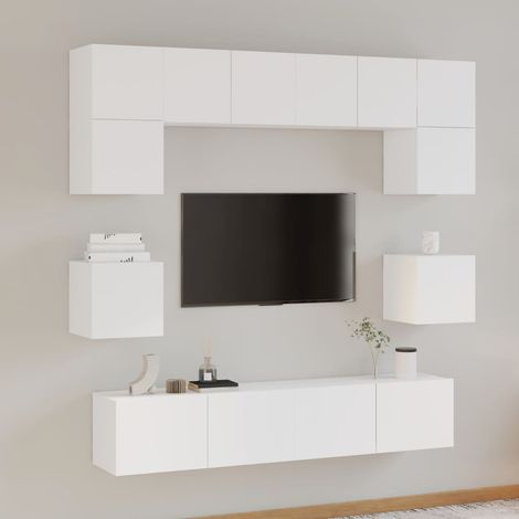 Set de muebles para TV 8 piezas madera contrachapada blanco vidaXL (1/5)