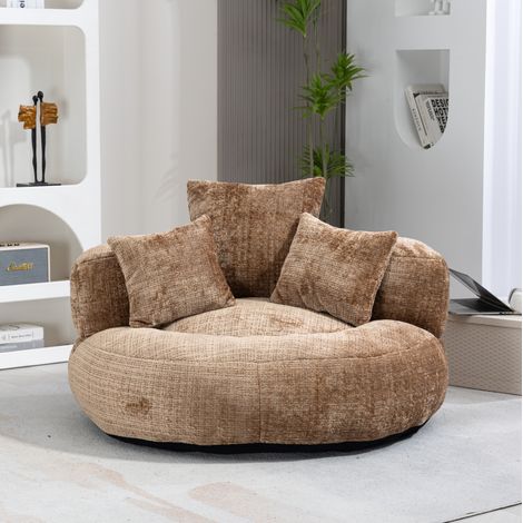 Poltrona relax 108 x 108 x 52 cm in ciniglia caffè, senza montaggio, FloraGrace (1/5)