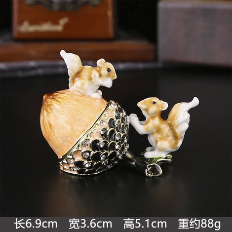 (Marron) Boîte à bijoux en émail raffiné pour ranger bagues, boucles d'oreilles et autres accessoires (1/5)