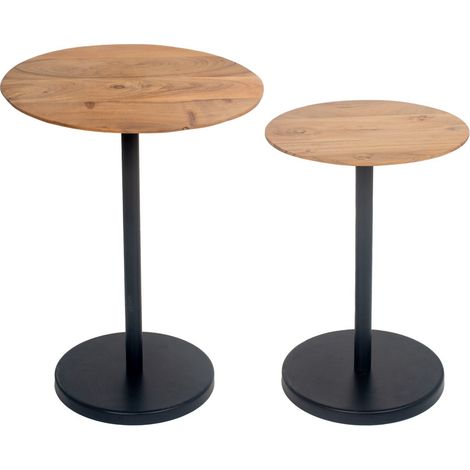 Beistelltisch aus Akazienholz in runder und eleganter Form