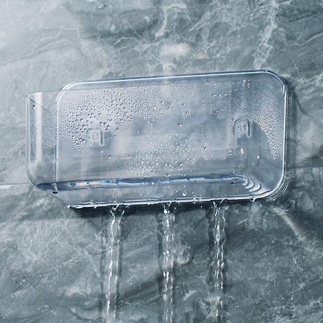 Petit sac de rangement en plastique pour douche/baignoire avec poignée, idéal pour les chambres d'étudiants, les étagères et les armoires - Peut contenir du savon, du shampoing et de l'après-shampoing (1/3)
