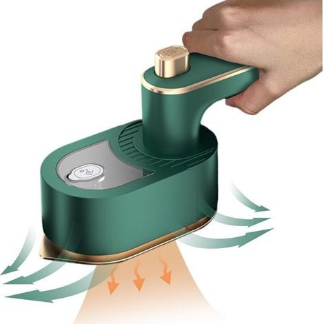 Mini-Faltbügeleisen mit Sprühfunktion für Kleidung, tragbares Dampfbügeleisen – Ständer zum Trocken- und Nassbügeln für Zuhause und unterwegs (grün) (1/4)