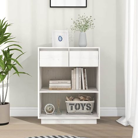 Armoire console-Meuble de rangement Blanc 60x34x75 cm Bois de pin solide 480882 (1/5)