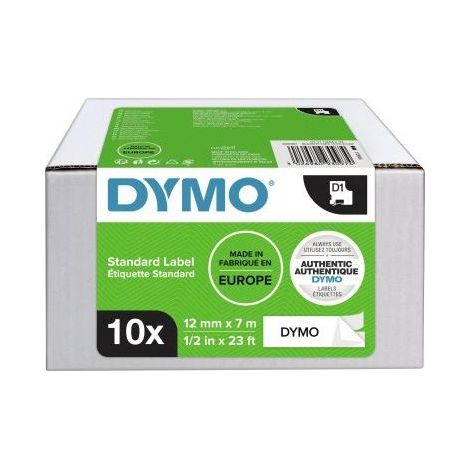 1x10 Dymo D1 Schriftband 12mmx7m schwarz auf weiß