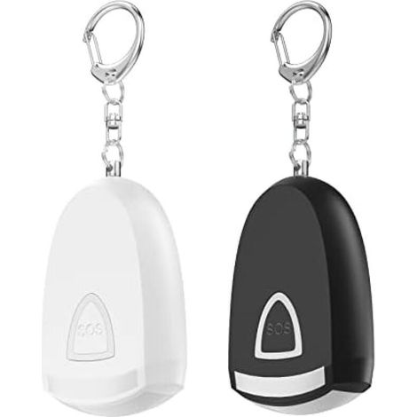 Alarme personnelle rechargeable pour femme - Porte-clés de sécurité, sirène 130 dB, pour étudiantes, joggeuses, blanc et noir (1/5)