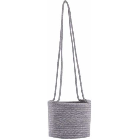 Cestino per piante in cotone PE intrecciato - Multifunzionale - Moderno - Sospeso - Per ufficio - Con tracolla - Contenitore - Grande capacità - Arredamento per la casa - Soggiorno (20 cm)