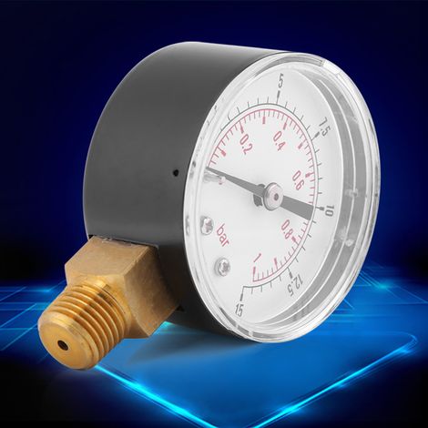 Manomètre TS-50-15psi 0-15 psi/0-1 bar 1/4" BSPT (1/5)