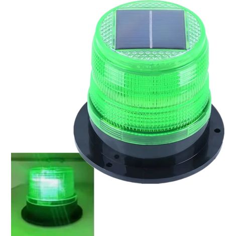 Luces de advertencia de peligro alimentadas por energía solar con luz verde.