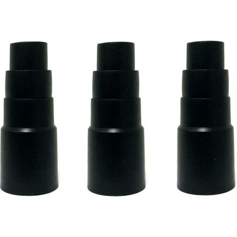 Lot de 3 adaptateurs réducteurs - Plastique robuste - Pour aspirateur Parkside PWD 30 A1 - Extraction poussière outils - Atelier bricolage - Noir (1/5)