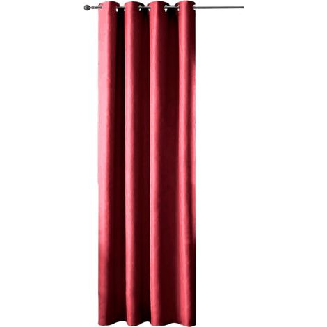 Tenda Porta Finestra Raso Sintetico 1 Pannello Coprente 140x280 Cm Occhielli Acciaio - Bordeaux