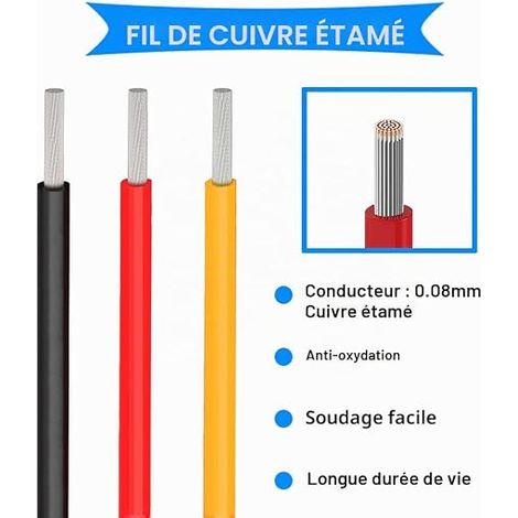 Silicone Wiring Kit Tinned Copper Stranded Electrical Wire 3 Colors Assortment 7m DIY (1/4)