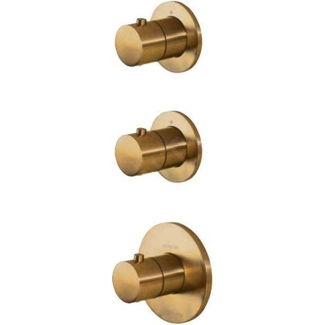 Paffoni Modular Box - Mitigeur thermostatique encastré, pour 2 sorties, or brossé MDE018HGSP (1/5)