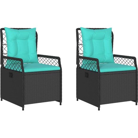 Maison Exclusive - Liegende Gartenstühle 2 Stk. Schwarz Poly Ratt