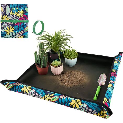 Tapis de rempotage pour transplanter les plantes et limiter les dégâts 74,9 x 74,9 cm (environ) Tissu Oxford Tapis de jardin imperméable Jardinière d'intérieur pliable et portable Cadeau unique pour l (1/5)