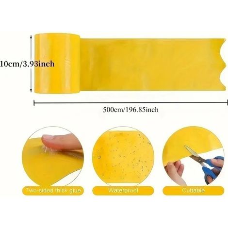 Rouleau de ruban adhésif double face anti-insectes (5 m) / 10 m. Protection efficace contre les insectes nuisibles extérieurs, les pucerons, les termites et les mites. (1/4)