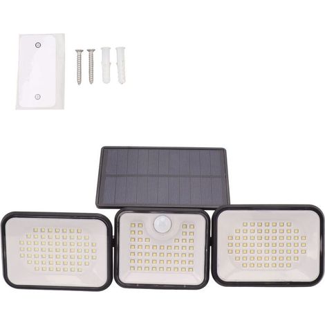 Lampe solaire d'extérieur Online Store avec 180 LED, 6000-7000K, ultra-lumineuse, 3 têtes orientables, IP65, avec détecteur de mouvement (1/5)