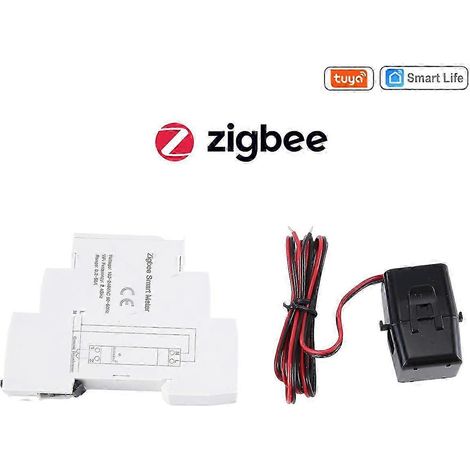 Compteur d'énergie intelligent Tuya ZigBee avec transformateur de courant à pince pour la surveillance de la consommation électrique sur rail DIN (1/5)