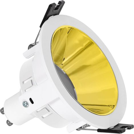Downlight Conico GU10 6W PC Galvanizzato Foro Ø 75mm No Flicker 6500K Oro Bianco Freddo