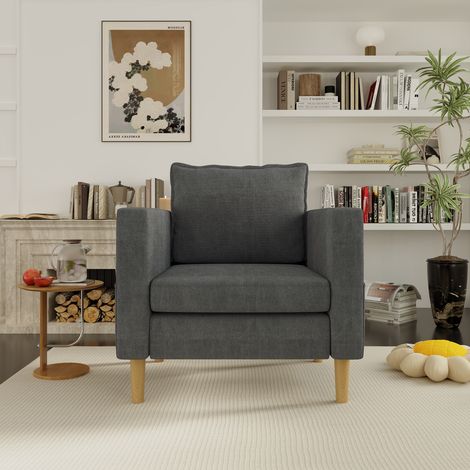 REDOM-Canapé en tissu chenille noir-267 x 154 x 85 cm-Conception modulaire - Agencement ajustable-Montage facile (1/5)