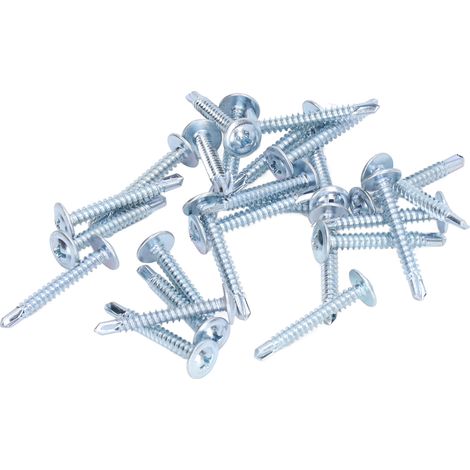 50 vis autoperceuses à tête cruciforme en acier au carbone galvanisé, rondelle ronde 4,2 x 32 mm (1/5)