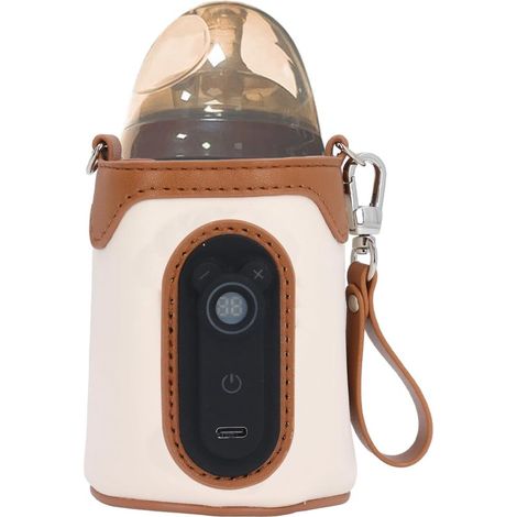 Calentador de biberones portátil USB，26 niveles de temperatura ajustables con pantalla LCD，Calentador de biberones para el hogar y la familia (L) (1/5)
