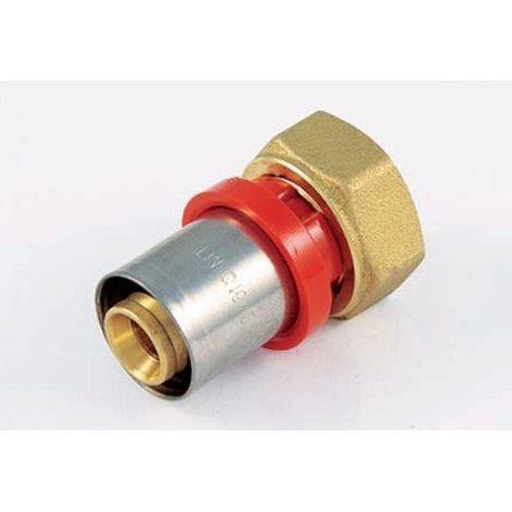 Raccord multicouche droit à sertir Ø32 - écrou tournant femelle 3/4'' (20/27) - Tiemme