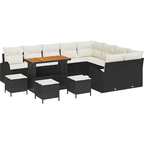 Maison Exclusive - Set Divano da Giardino con cuscino 13 pcs Nero e Crema