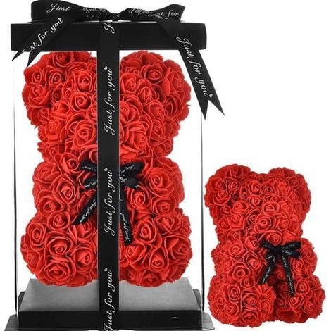 Fleur Plante Artificielle Ours en Roses Rouges - Cadeau pour Maman et Femmes (1/4)
