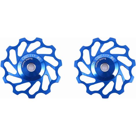 2 pièces 11T en alliage d'aluminium roue Jockey dérailleur arrière poulie accessoire de vélo (bleu 11T) (1/5)