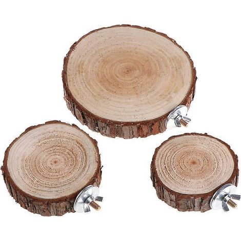 Plateforme de perchoir ronde pour cage à hamster, en bois, pour l'activité des oiseaux. (1/4)