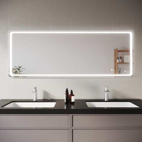 SIRHONA Miroir de maquillage indépendant moderne 1600 x 600 x 35mm, éclairage LED dimmable, 3 modes d'éclairage et support amovible, installation verticale ou murale (1/5)