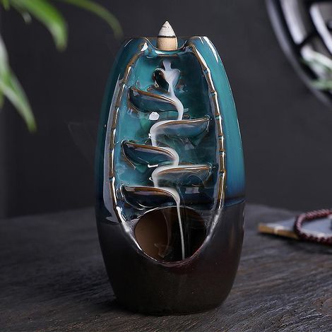 brleur D'encens En Cascade Pour Porte-encens  Refoulement, Dcoration D'aromathrapie En Cramique Avec 120 Cnes D'encens  Refoulement + 30 Btonnets (1/5)