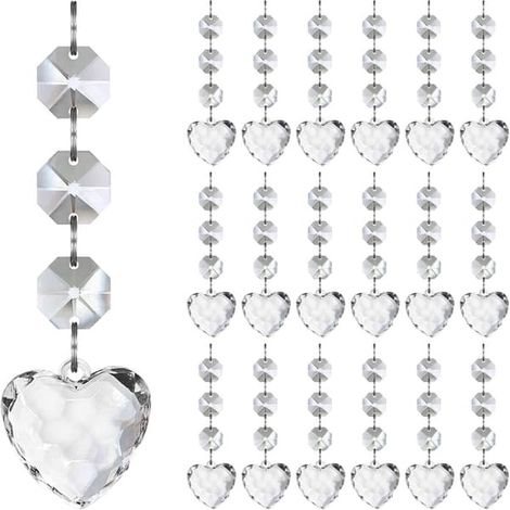 Lot de 30 décorations en forme de cœur en cristal pour sapin de Noël, cristaux suspendus en acrylique pour centres de table de la Saint-Valentin (1/5)