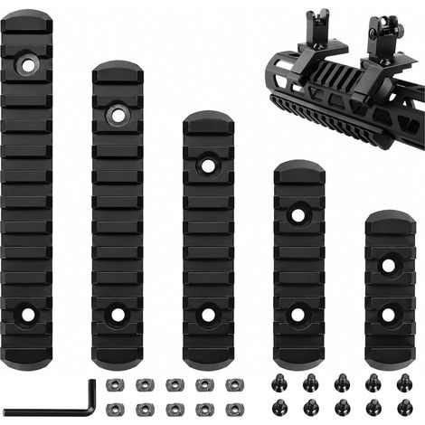 Lot de 5 tronçons de rail légers à rainures, accessoires, supports de rail en nylon à 5/7/9/11/13 rainures (cinq tailles), rail pour système avec clé, compatible avec le système (1/5)