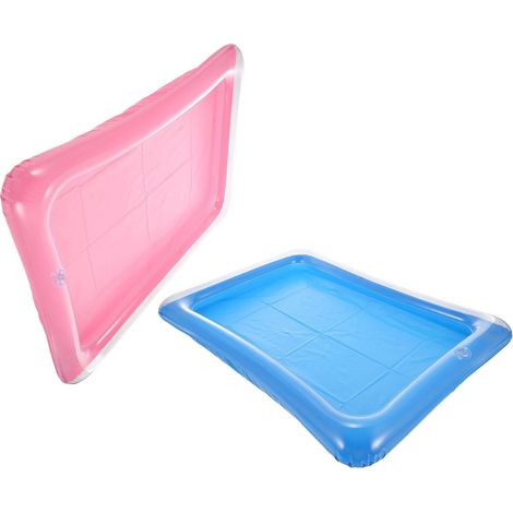 2 Pièces Table Gonflable Piscine en PVC Bleu Porte-glaçons Flottant, Plateau de Service pour Boissons et Aliments, pour Fête D'été au Bord Piscine (1/5)