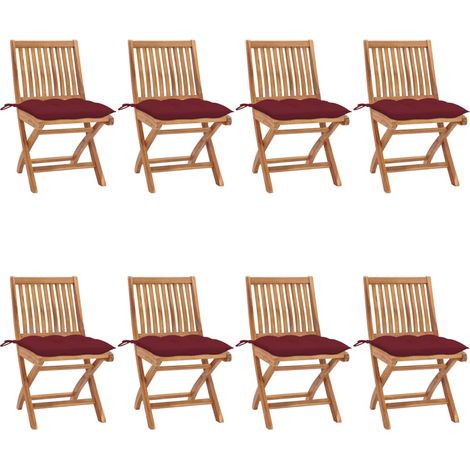 Teenpull – Klappbare Gartenstühle mit Kissen 8 Stk. Massivholz Teak (1/5)