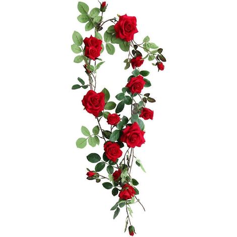 Rodeo-Kunstrosengirlande, 1,8 m lange künstliche Rosenranke zum Aufhängen für Hochzeiten-Red 11cm (1/5)